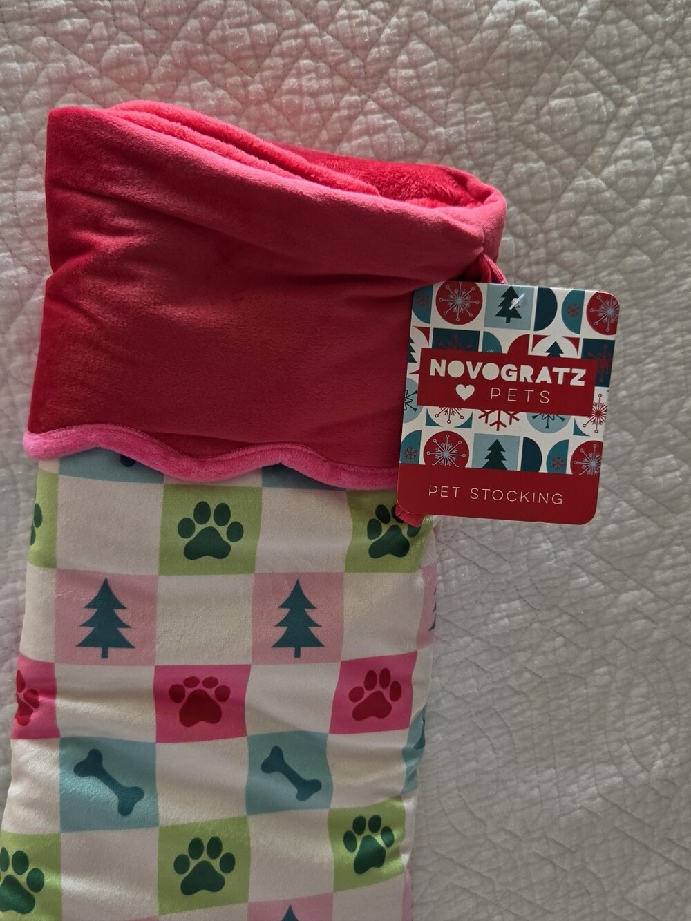 Pink Patterned Pet Stocking - Picture 8 of 9
